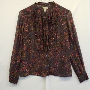 J.CREW SILK BAYBERRY FLOUNCETTE BLOUSE - Popular!